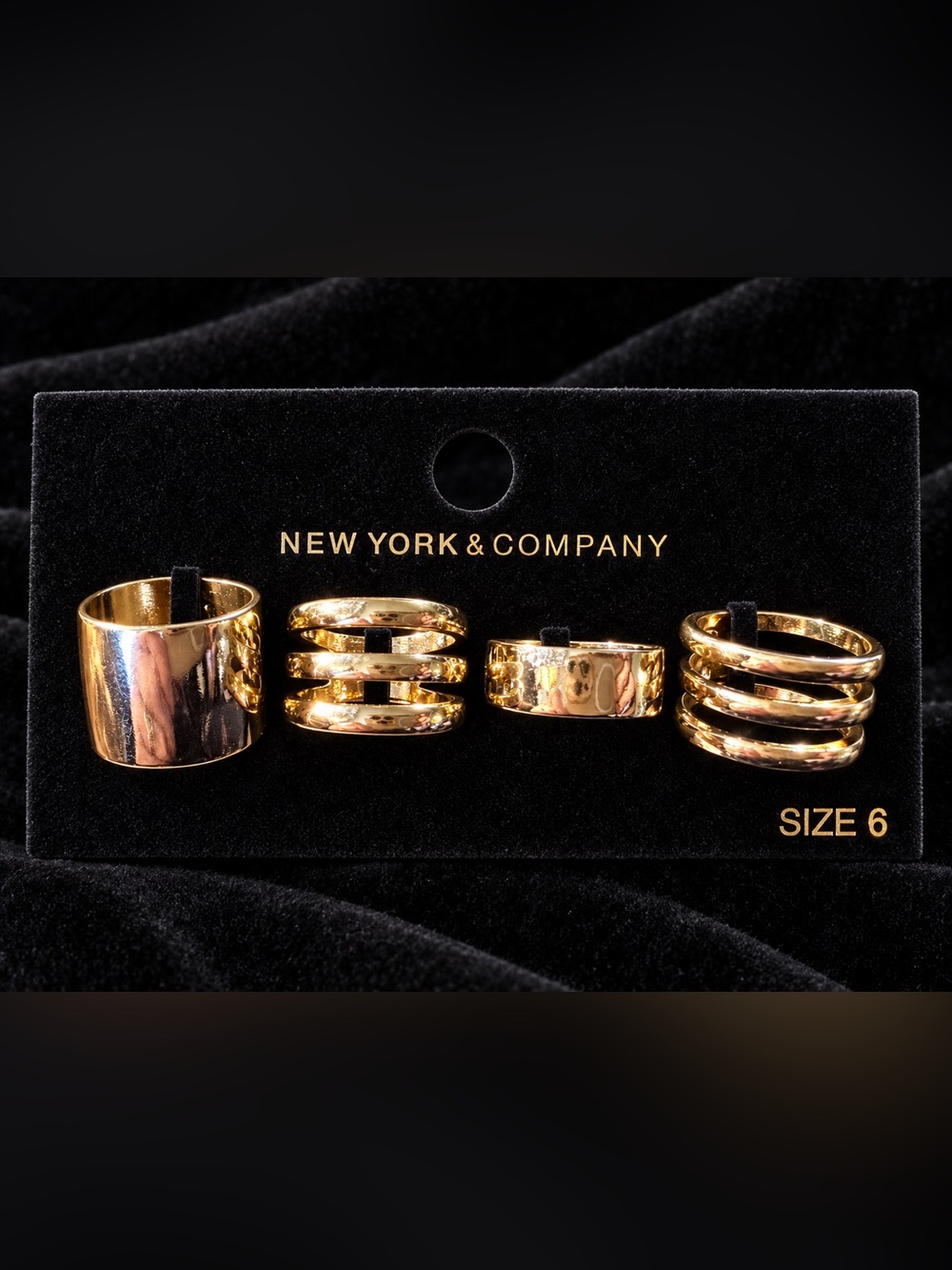 New York & Company Shiny Gold Stackable Ring Set Size 6